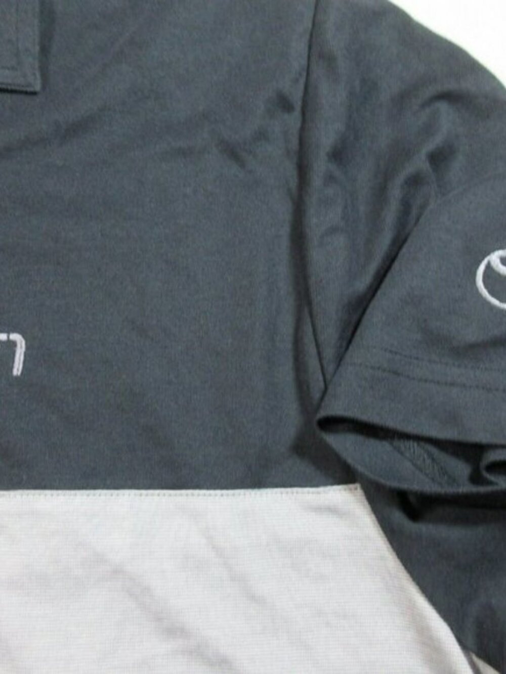 Travis Mathew mens black gray color block striped Toyota golf polo L EUC - Picture 4 of 5
